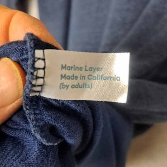 Marine Layer Double Knit Baseball Raglan in Deep Denim Color Men's L/XL - Picture 7 of 8